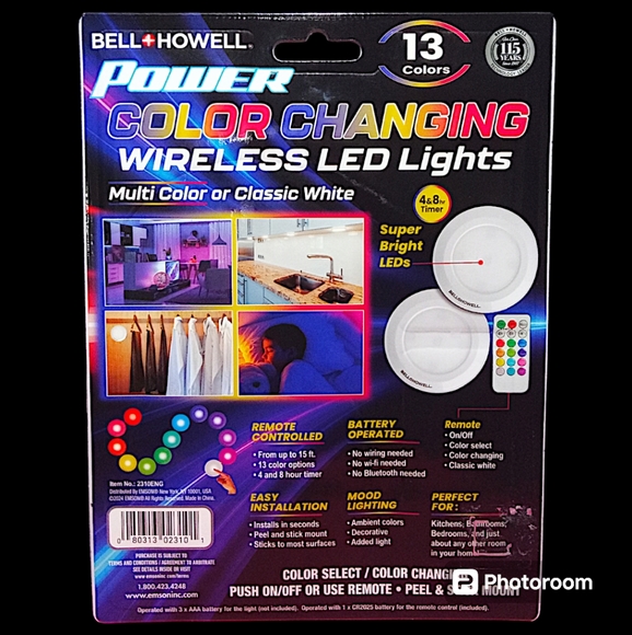 Color Changing LED Lights - 2 Pack with Remote Control, BELL+HOWELL - Picture 5 of 8